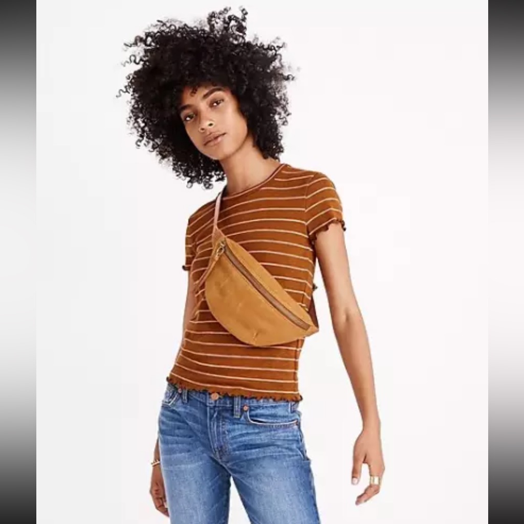 Madewell Baby Tee In Milstead Stripe Golden Pecan Xl